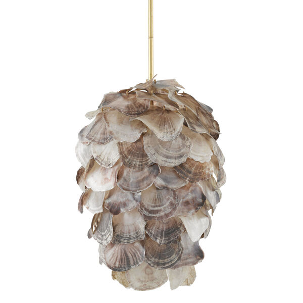 Cruselle Gold Leaf Painted Natural Shell One-Light Pendant, image 2