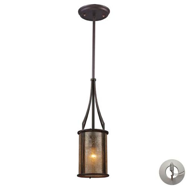 Barringer One Light Mini Pendant And Tan Mica Shade Includes w/ An Adapter Kit, image 1