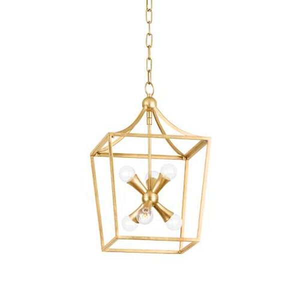 Kendall Vintage Gold Leaf Six-Light Lantern, image 1