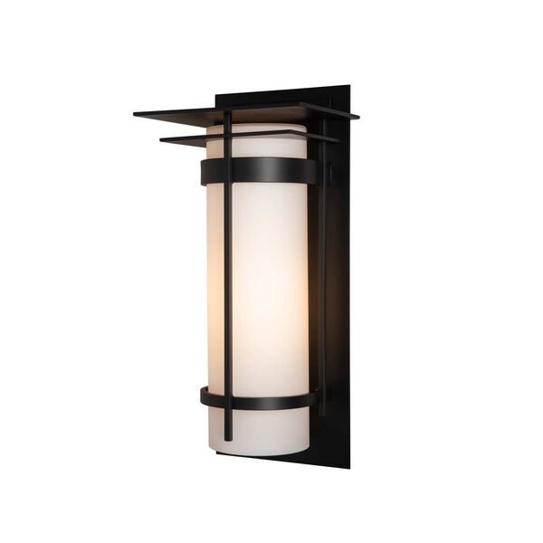 Banded Coastal Black One-Light Outdoor Sconce with Opal Glass, image 2