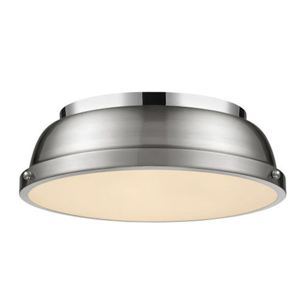 Howe Chrome Two-Light Flush Mount with Pewter Shade, image 1