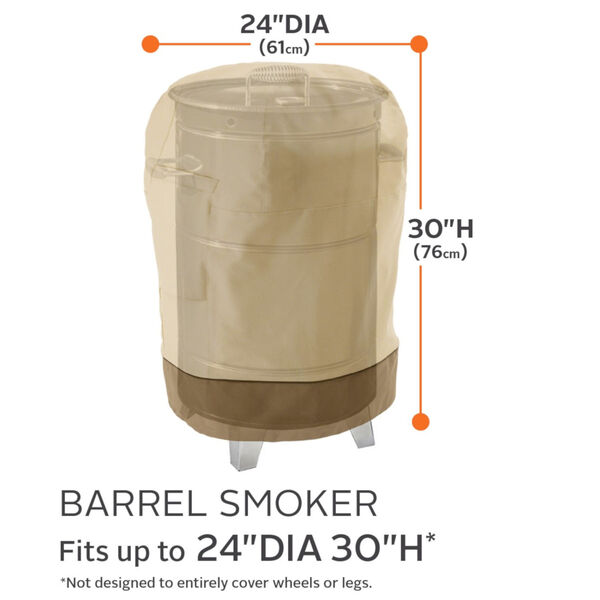 Ash Beige and Brown Round Barrel Smoker Cover, image 4