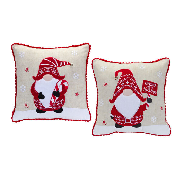 Red Gnome Holiday Pillow , Set of Two, image 1