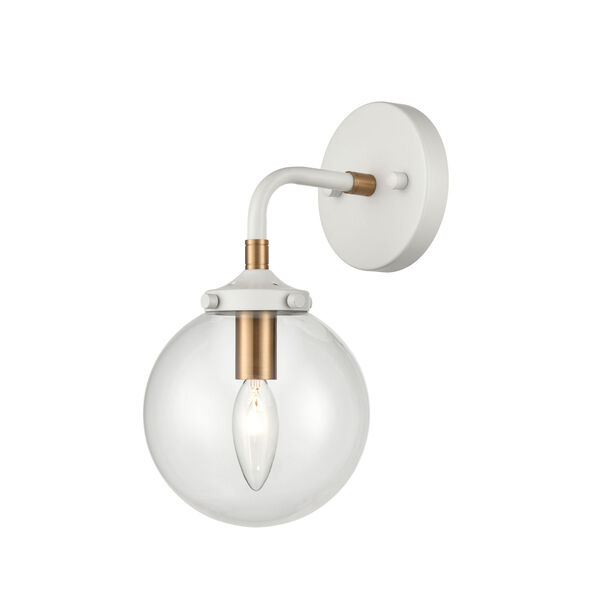Boudreaux Matte White and Satin Brass Six-Inch One-Light Wall Sconce, image 1