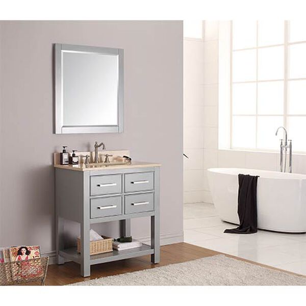 Brooks Chilled Gray 30-Inch Vanity Combo with Galala Beige Marble Top, image 3