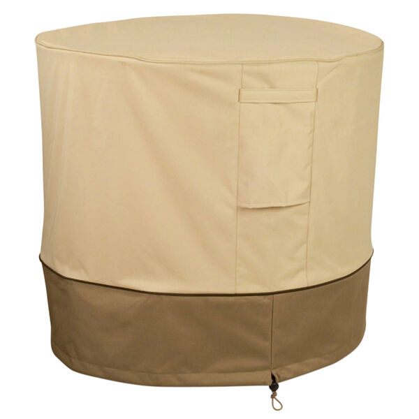 Ash Beige and Brown Round Air Conditioner Cover, image 1