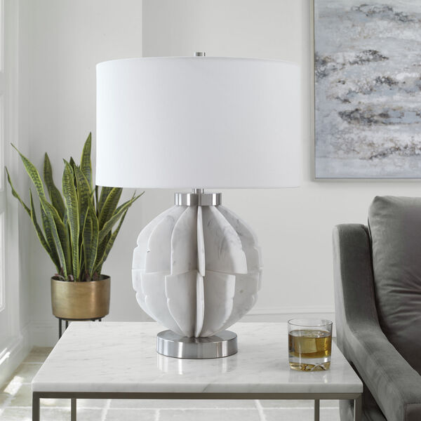 Repetition White and Brushed Nickel One-Light Table Lamp, image 4