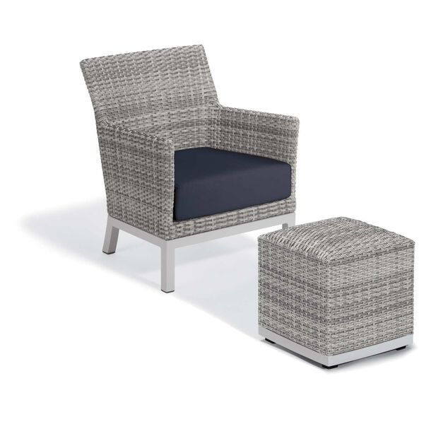 Argento Midnight Blue Outdoor Club Chair and Pouf, image 1