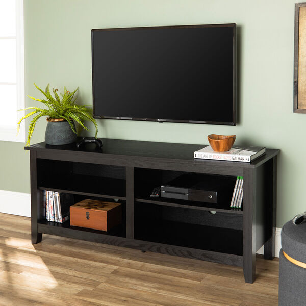 58-inch Black Wood TV Stand Console, image 1
