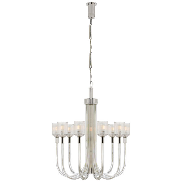 Reverie Medium Single Tier Chandelier in Clear Ribbed Glass and Polished Nickel by Kelly Wearstler, image 1