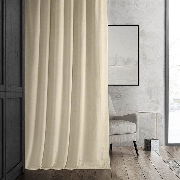 Alabaster Beige Blackout Velvet Pole Pocket Single Panel Curtain 50 x 84, image 9