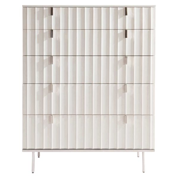 Modulum White and Stainless Steel Tall Drawer Chest, image 1
