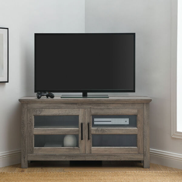 44-Inch Corner Wood TV Console - Grey Wash, image 8