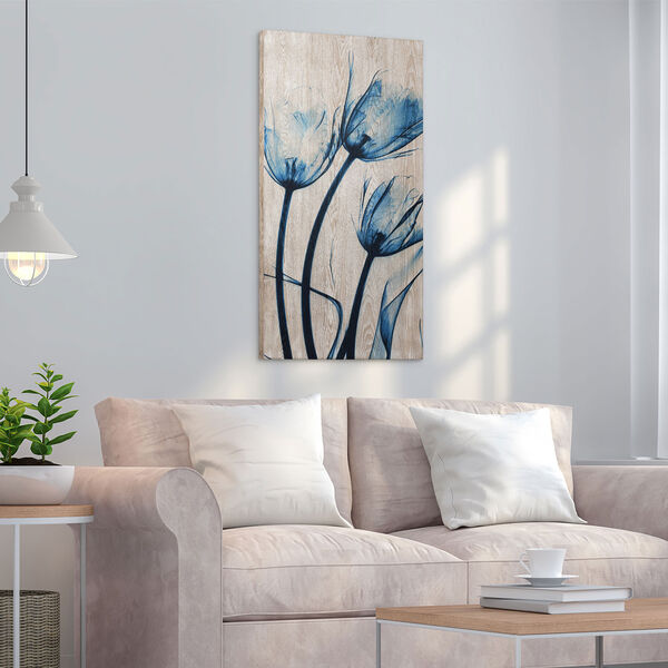Blue Tulips I Giclee Printed on Hand Finished Ash Wood Wall Art, image 4