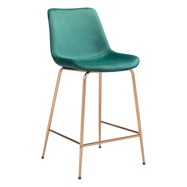 Tony Green and Gold Counter Height Bar Stool - (Open Box), image 1