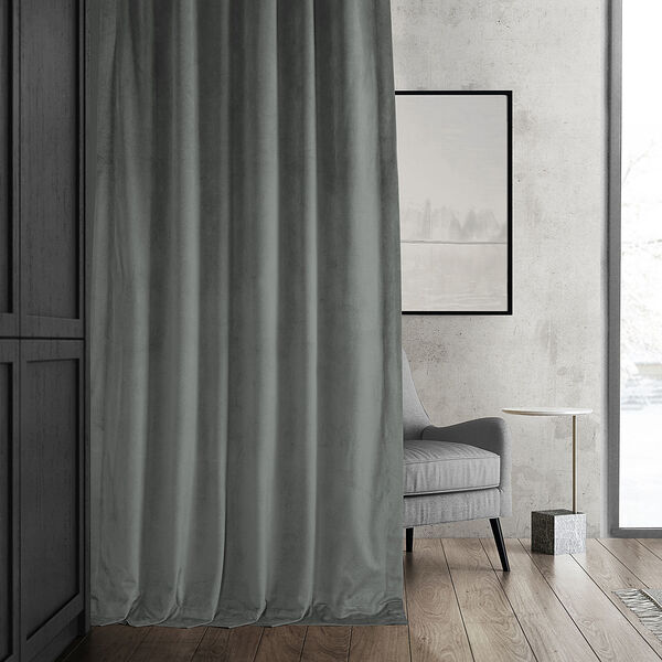 Signature Silver Grey Blackout Velvet Pole Pocket Single Panel Curtain 50 x 84, image 9