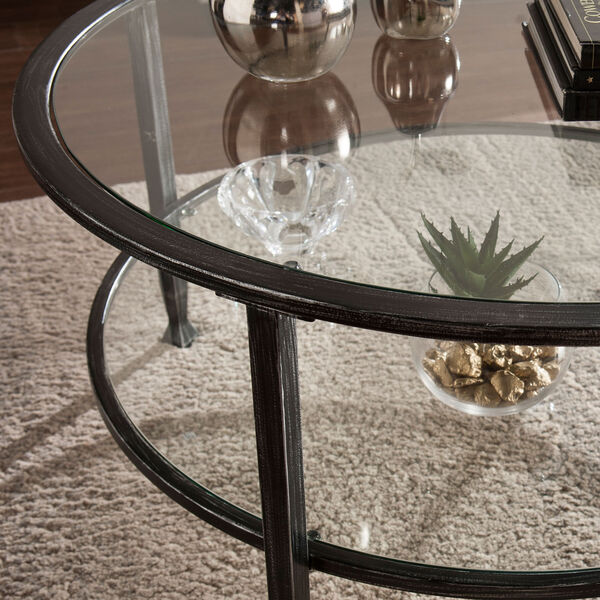 Jaymes Black Metal and Glass Round Cocktail Table, image 2