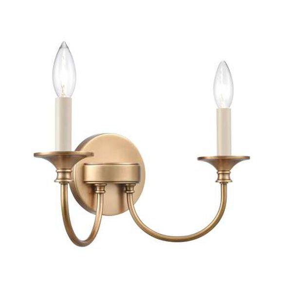 Cecil Natural Brass Two-Light Bath Vanity, image 3