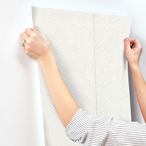 Tropics White Silver Palm Chevron Non Pasted Wallpaper - SAMPLE SWATCH ONLY, image 3
