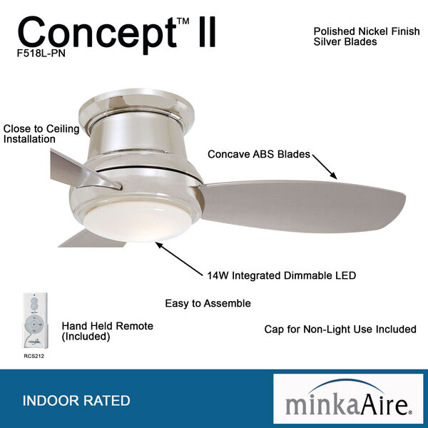 Concept II Polished Nickel 44-Inch LED Ceiling Fan, image 4