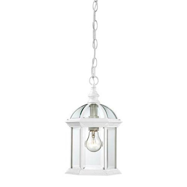 Boxwood White Finish One Light Outdoor Hanging Pendant with Clear Beveled Glass, image 1