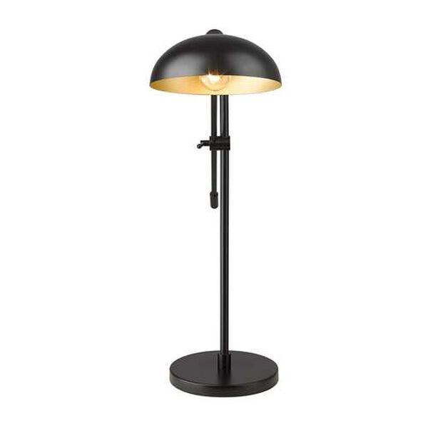 Bellamy Matte Black One-Light Table Lamp with Matte Black Gold Steel Shade, image 4