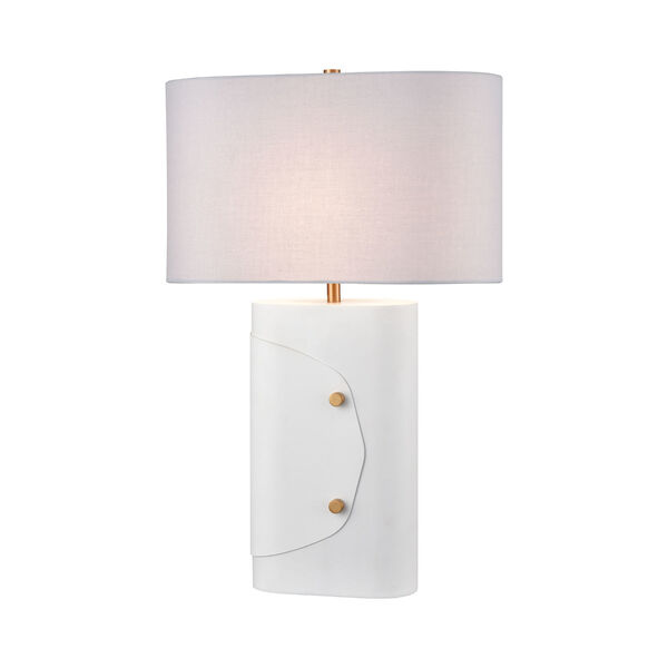 Status Matte White and Aged Brass One-Light Table Lamp, image 1