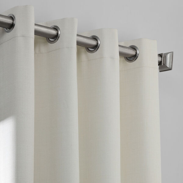 Ivory Italian Textured Faux Linen Hotel Blackout Grommet Curtain Single Panel, image 2