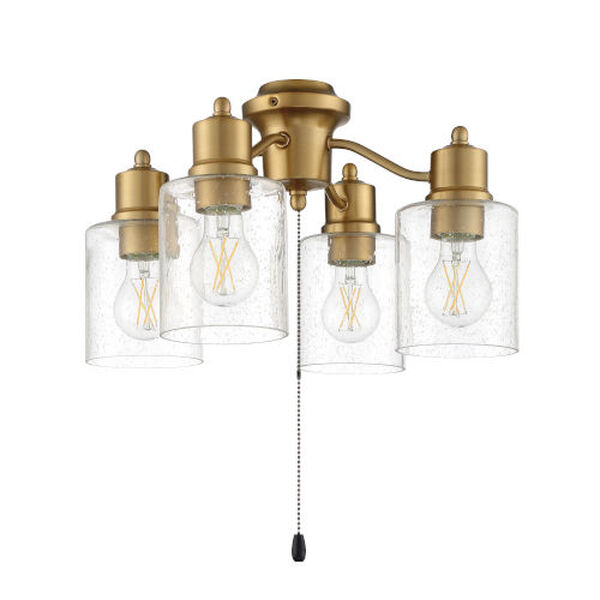 Satin Brass 17-Inch Four-Light LED Fan Light Kit, image 1