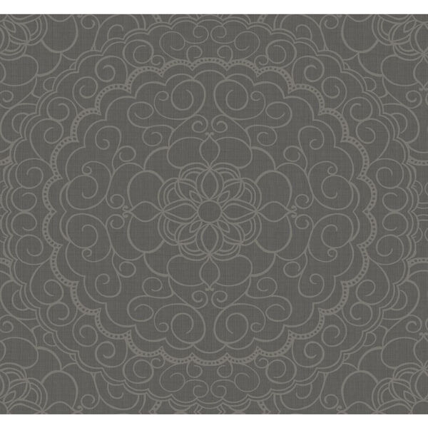 Candice Olson Modern Nature Dark Grey and Gold Glitter Karma Wallpaper: Sample Swatch Only, image 1