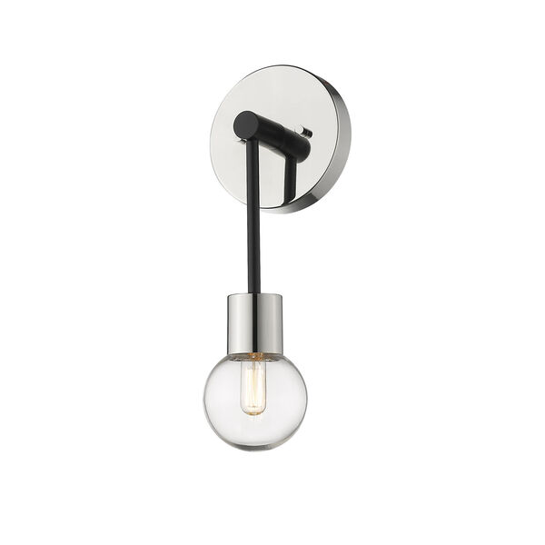 Neutra Matte Black and Polished Nickel One-Light Wall Sconce, image 1