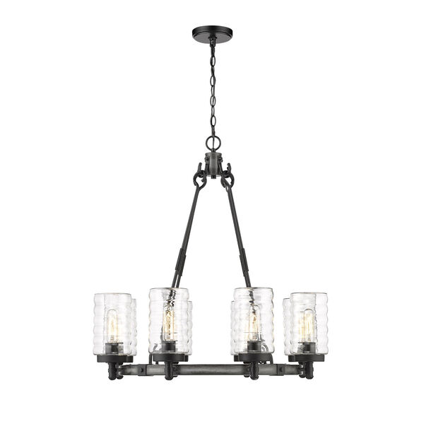 Tahoe Ashen Barnboard Eight-Light Outdoor Pendant with Clear Glass Shade, image 4