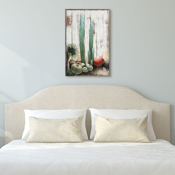 Cacti Hand Painted Solid Wood Framed Wall Art, image 1