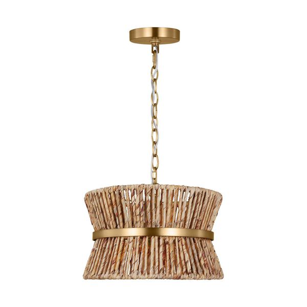 Thurlo Satin Brass Two-Light Chandelier with Paper Rope Shade by Drew and Jonathan, image 1