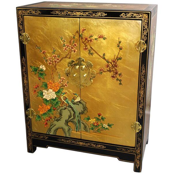Gold Leaf Lacquer Cabinet, Width - 24 Inches, image 1