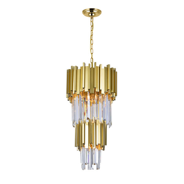 Deco Medallion Gold Four-Light 12-Inch Chandelier with K9 Clear Crystal, image 1