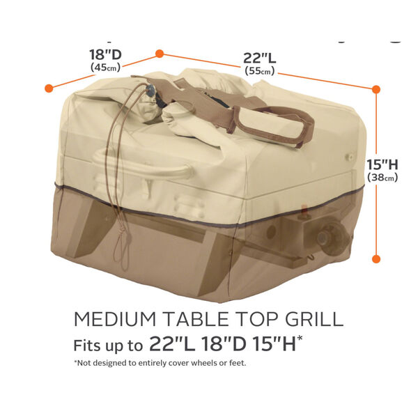 Ash Beige and Brown 22-Inch Rectangular Table Top Grill Cover, image 4