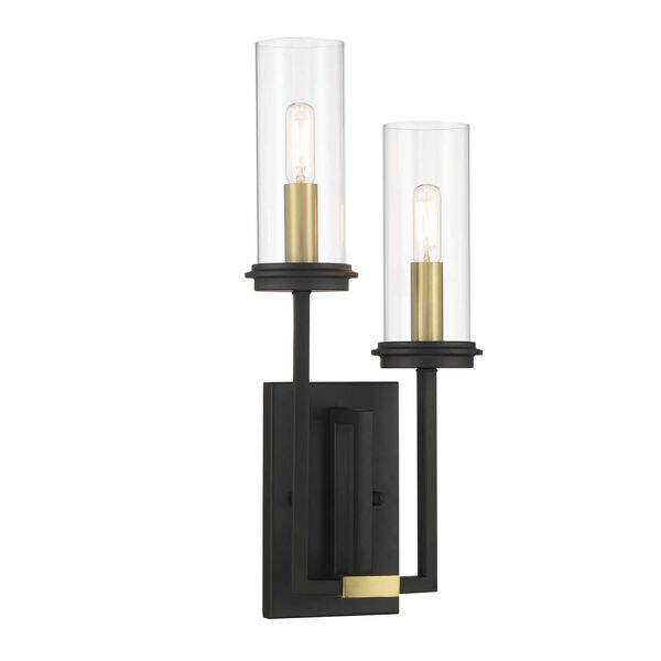 Hillstone Sand Coal Soft Brass Two-Light Wall Sconce, image 1