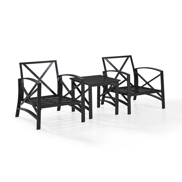 Kaplan 3 Piece Outdoor Seating Set With Oatmeal Cushion - Two Chairs, Side Table, image 4