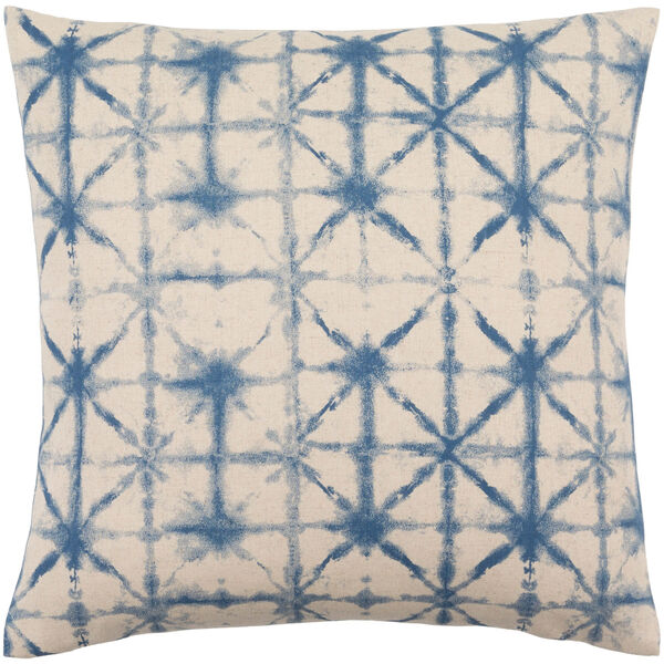 Nebula Cobalt and Beige 18-Inch Pillow with Poly Fill, image 1