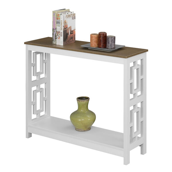 Town Square Driftwood and White Console Table with Shelf, image 2