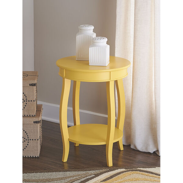 Yellow Round Table with Shelf, image 2