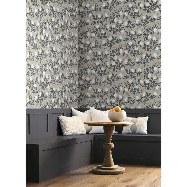 Rifle Paper Co. Gray Peonies Wallpaper, image 1