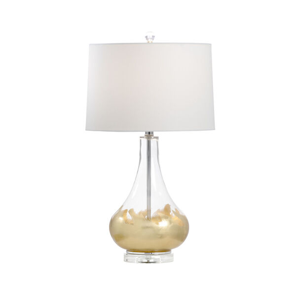 Clear and Gold One-Light Leafed Table Lamp, image 1