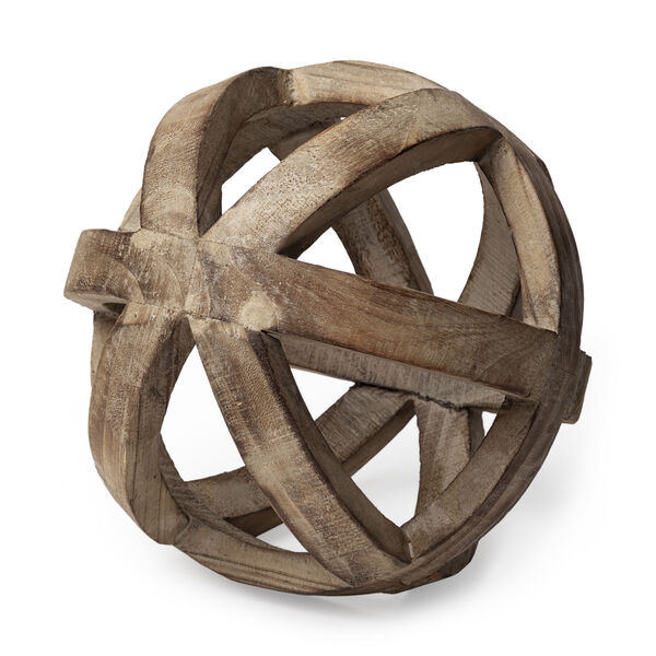 Tibik Natural Brown Wodden Orb Decorative Object, image 1