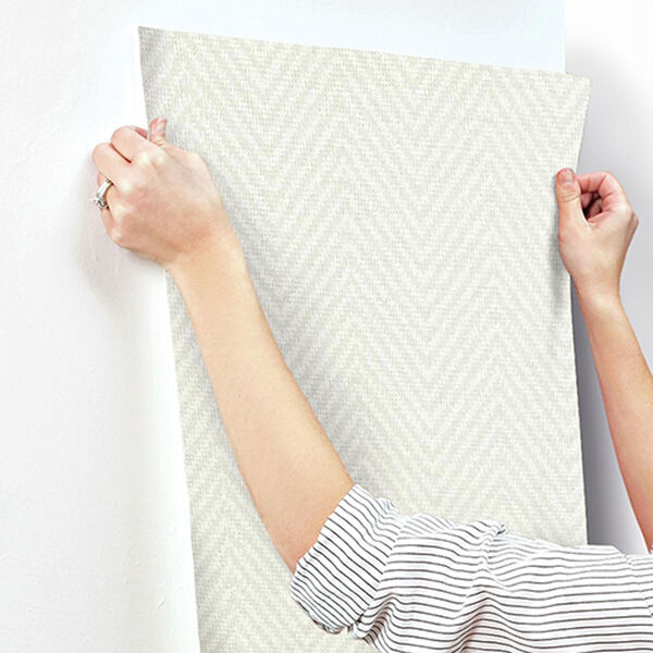 Norlander White and Off White Cozy Chevron Wallpaper - SAMPLE SWATCH ONLY, image 3