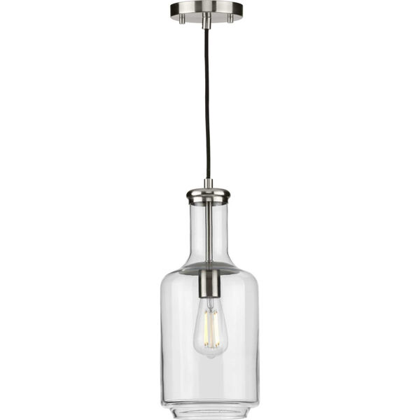 Latrobe Brushed Nickel Seven-Inch One-Light Mini Pendant with Clear Glass, image 5