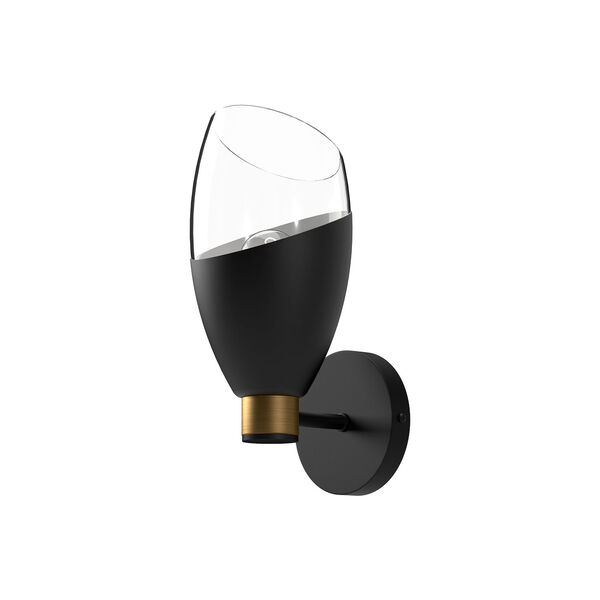 Capri Matte Black One-Light Wall Sconce with Clear Glass, image 1