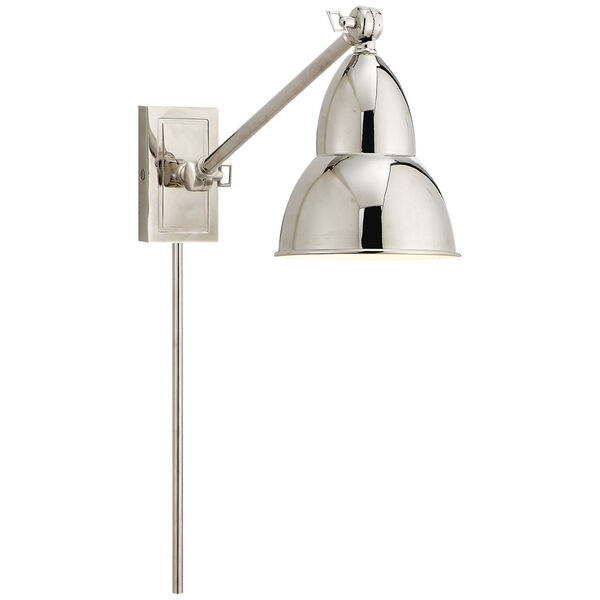 French Library Single Arm Wall Lamp in Polished Nickel by Studio VC, image 1