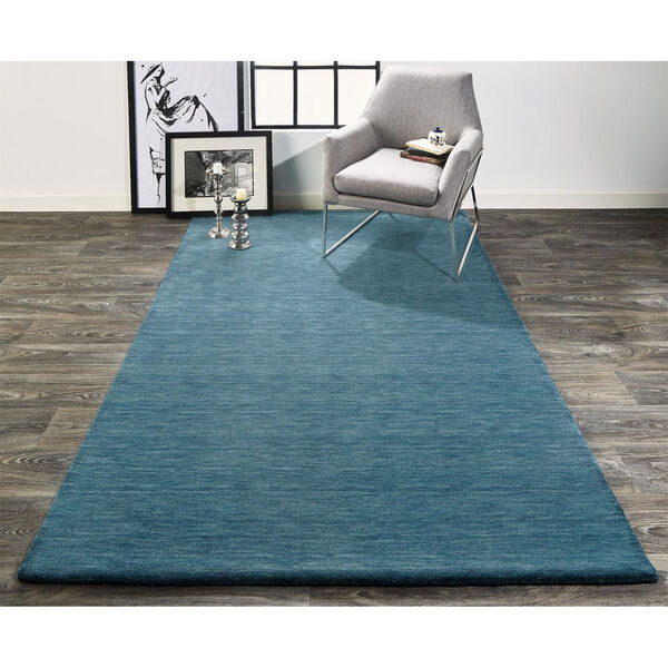Luna Hand Woven Marled Wool Teal Rectangular: 9 Ft. 6 In. x 13 Ft. 6 In. Area Rug, image 2
